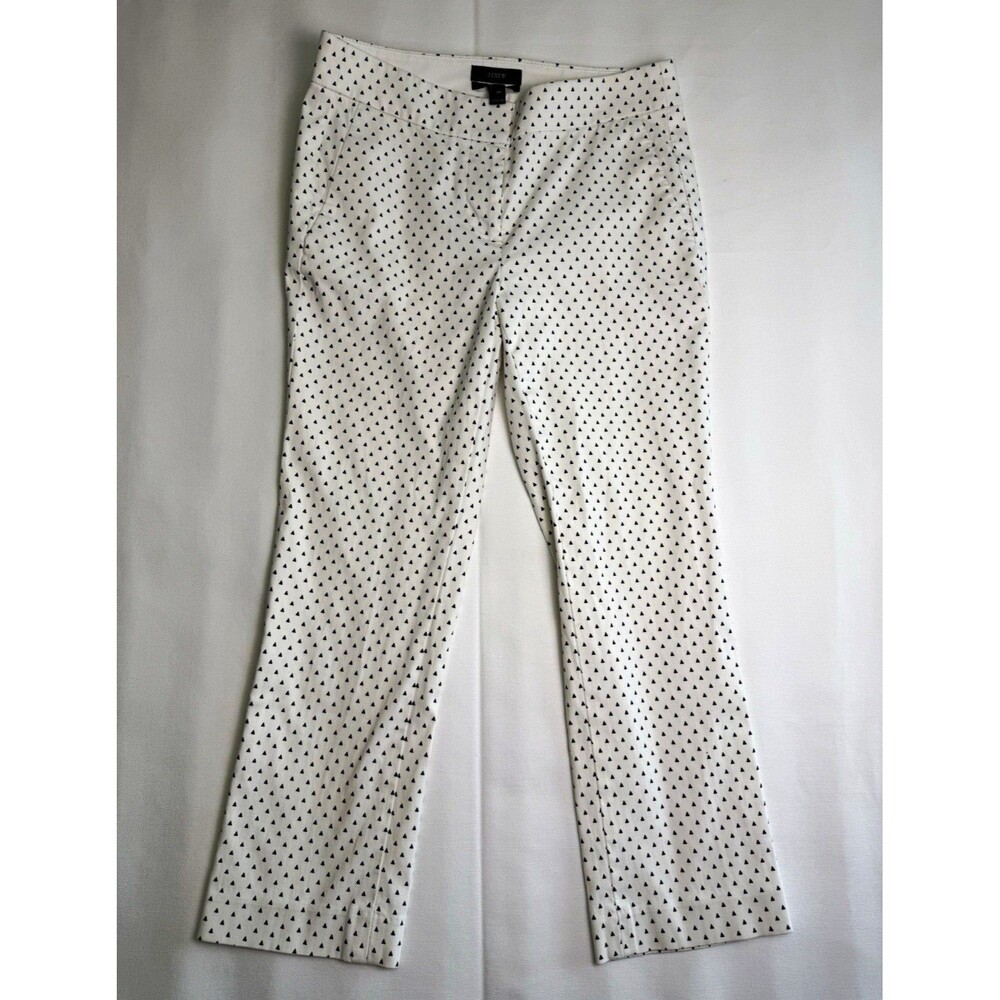 J.CREW Women’s White/Black Cotton Twill Campbell Geometric Straight Pants 0P